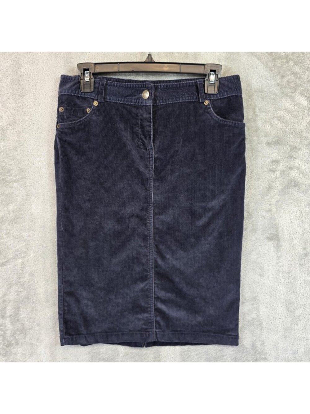 Zara Basic Skirt Womens S Blue Corduroy Pencil Knee Length Pockets Stretch